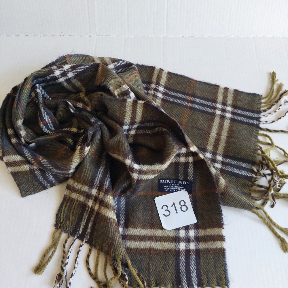 Hunter Green PLAID Burberry Scarf Lambs Wool Checkered Nova COA Included - Picture 4 of 5